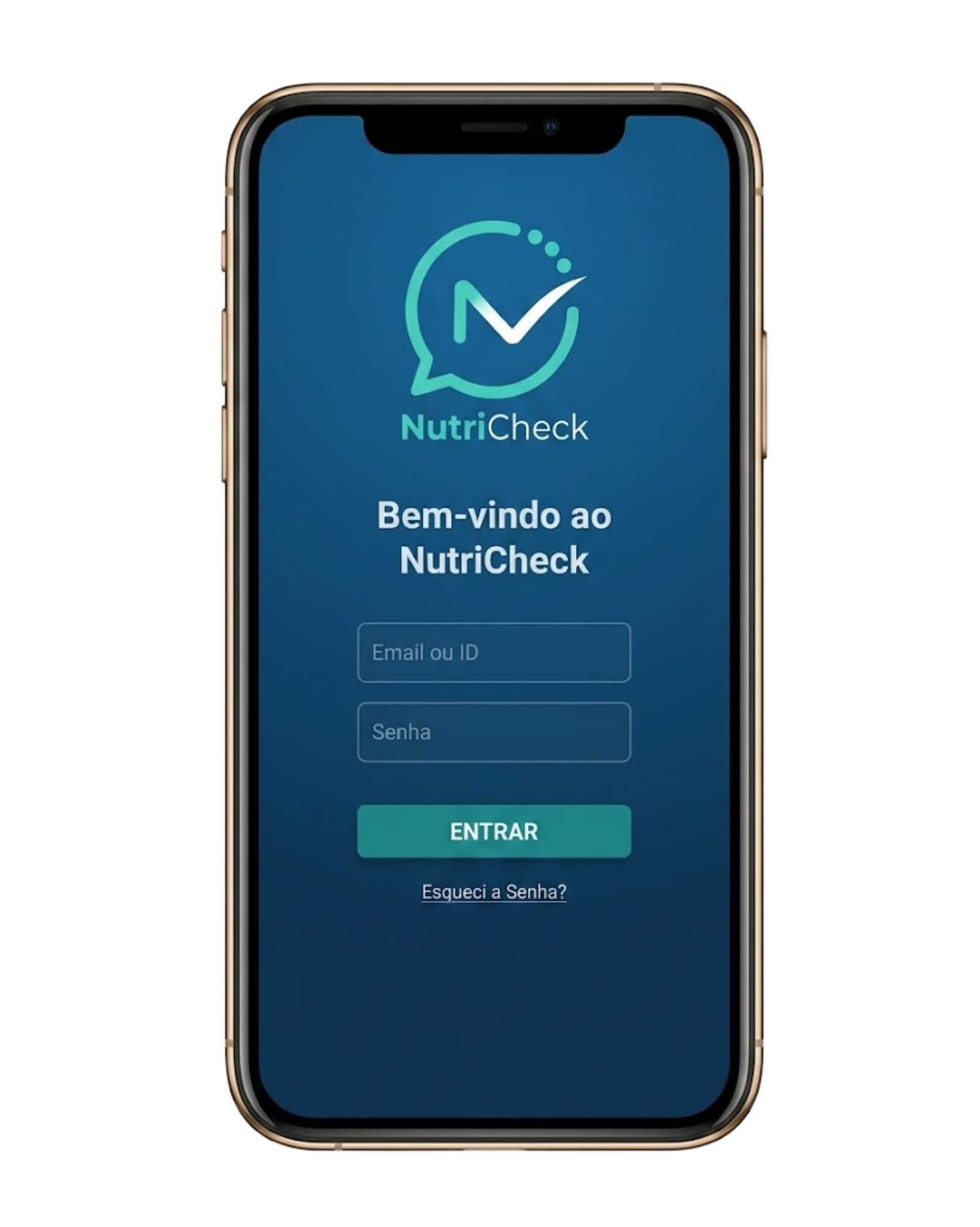 Login no aplicativo NutriCheck
